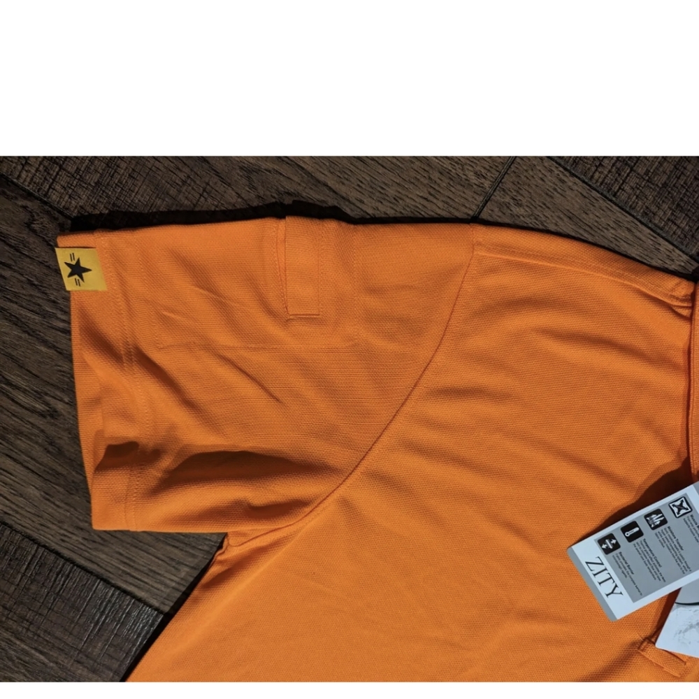 Zity Mens Polo Size XL Bright Orange NWT High Function Temp Control Muscle Move - Picture 7 of 16